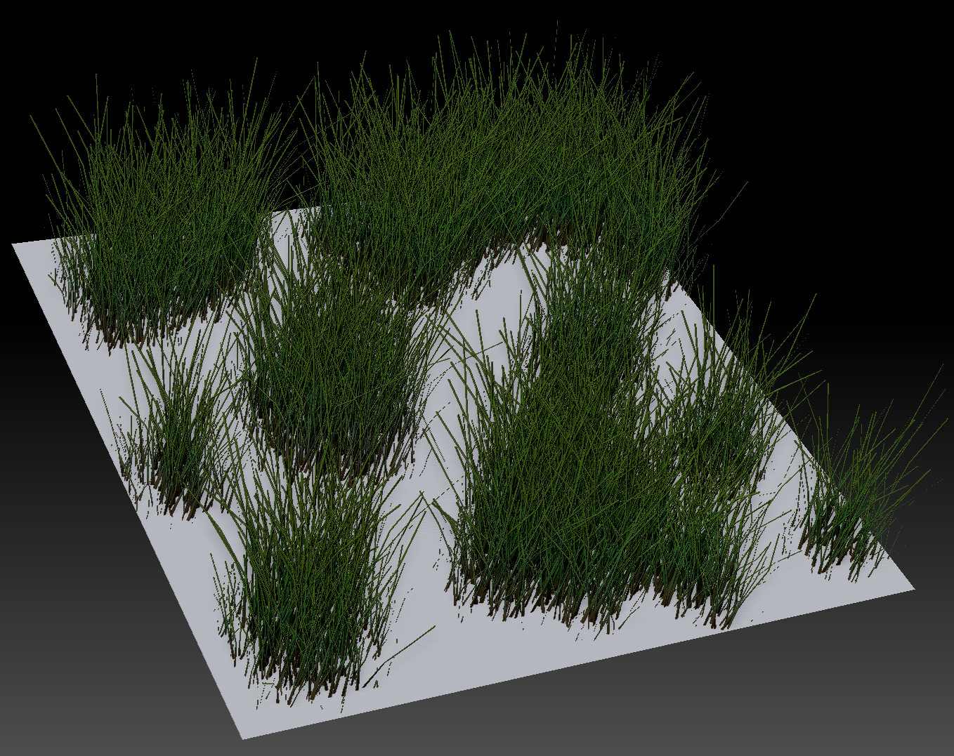 The grass in Zbrush poly painted.