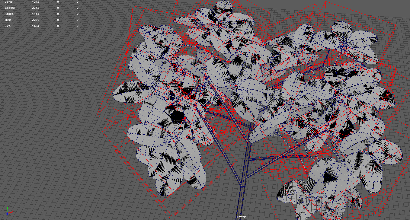 The final layout of the bonsai branch and leaves.