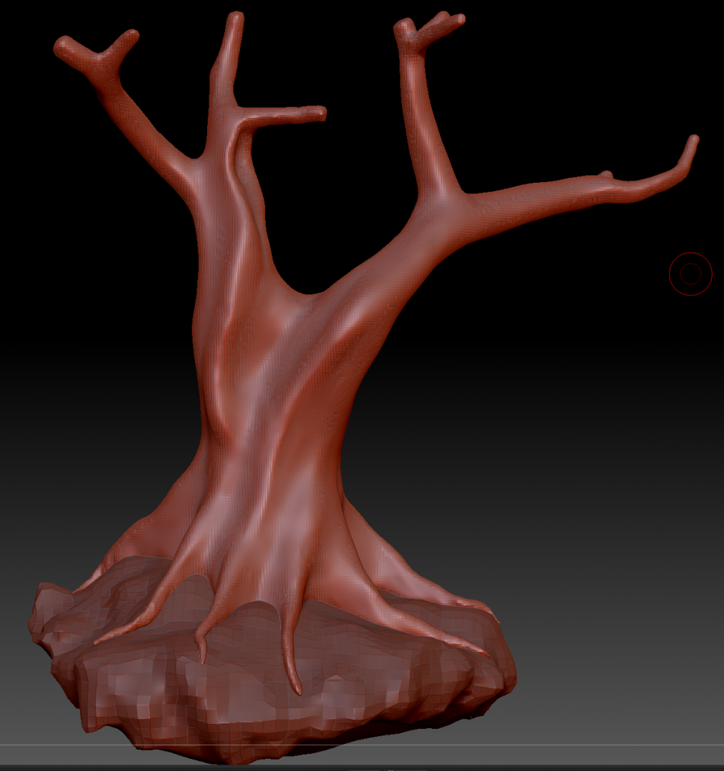 Initial Dynamesh sculpt of the Bonsai trunk.